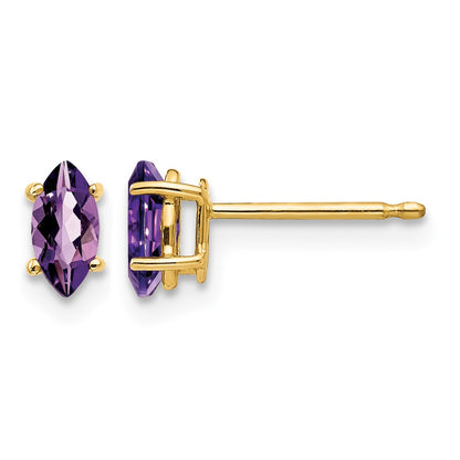 14k 6x3mm Marquise Amethyst Post Earrings