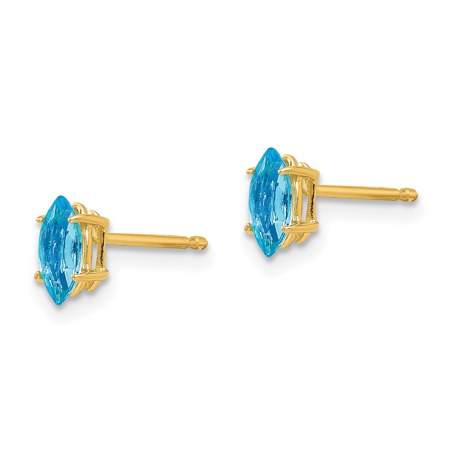 14k 6x3mm Marquise Blue Topaz Post Earrings