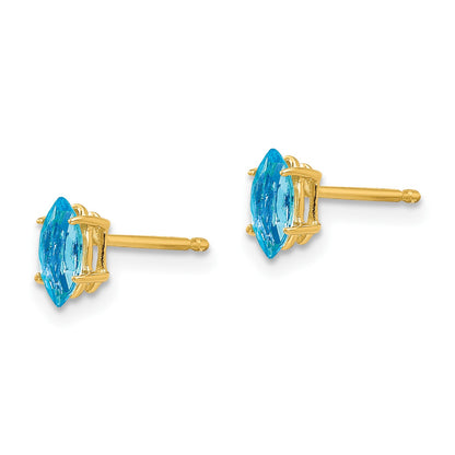 14k 6x3mm Marquise Blue Topaz Post Earrings
