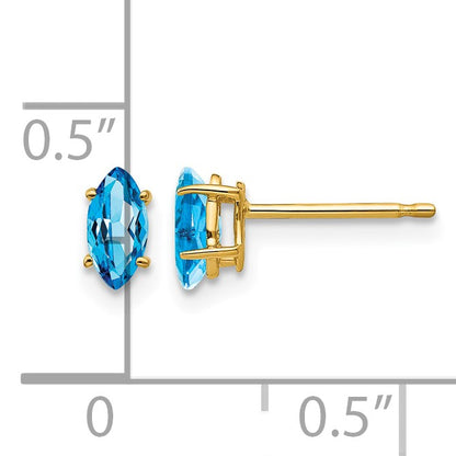 14k 6x3mm Marquise Blue Topaz Post Earrings