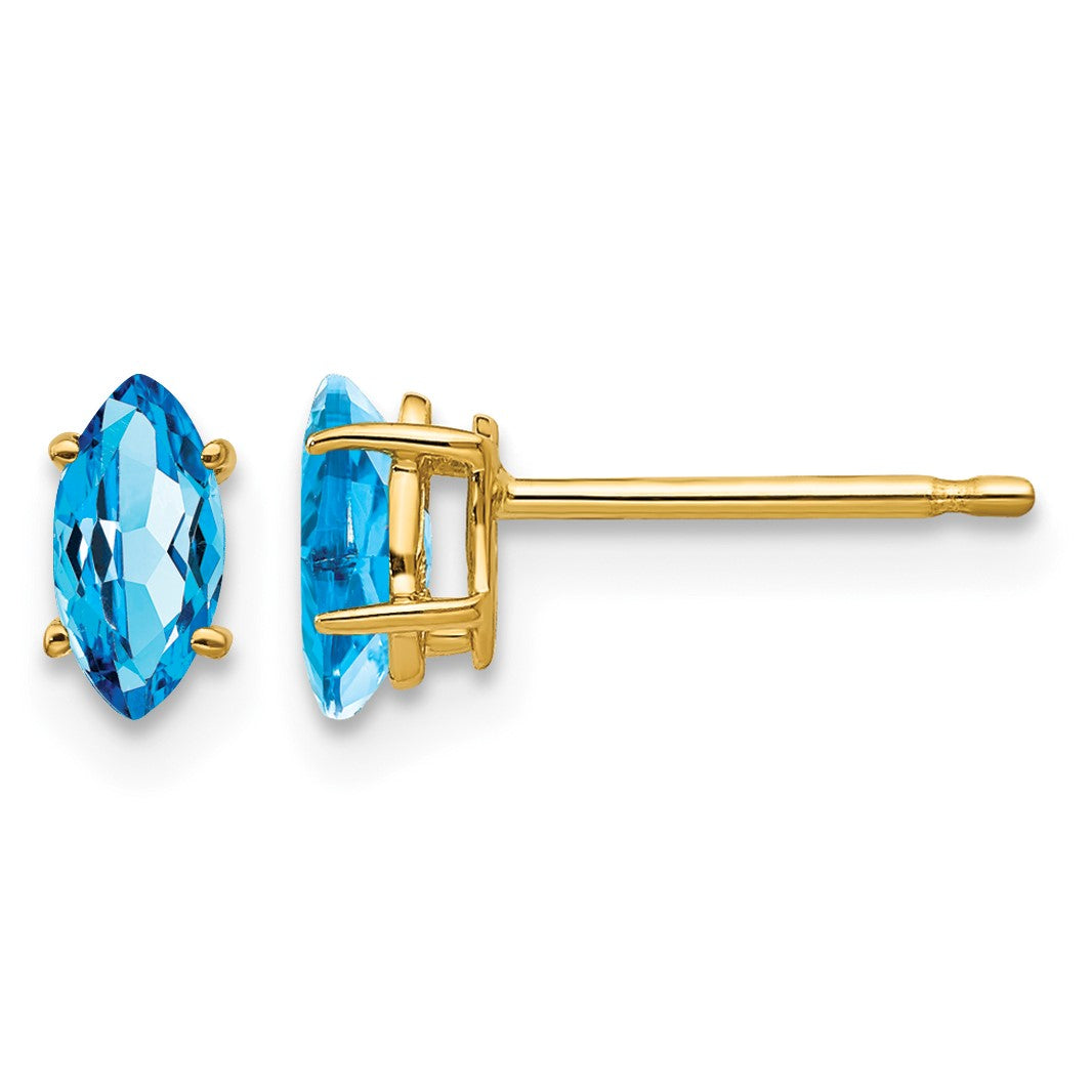 14k 6x3mm Marquise Blue Topaz Post Earrings