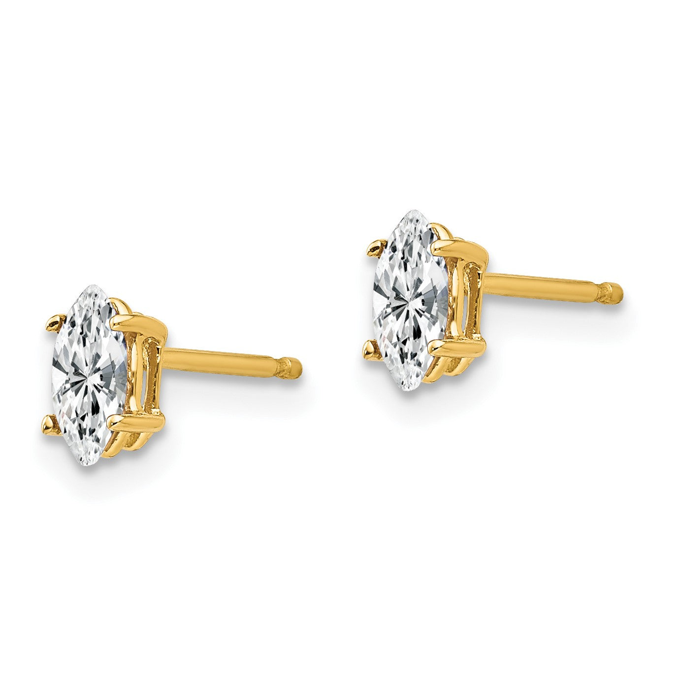 14k 6x3mm Marquise Cubic Zirconia Post Earrings