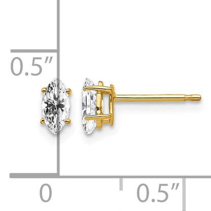 14k 6x3mm Marquise Cubic Zirconia Post Earrings