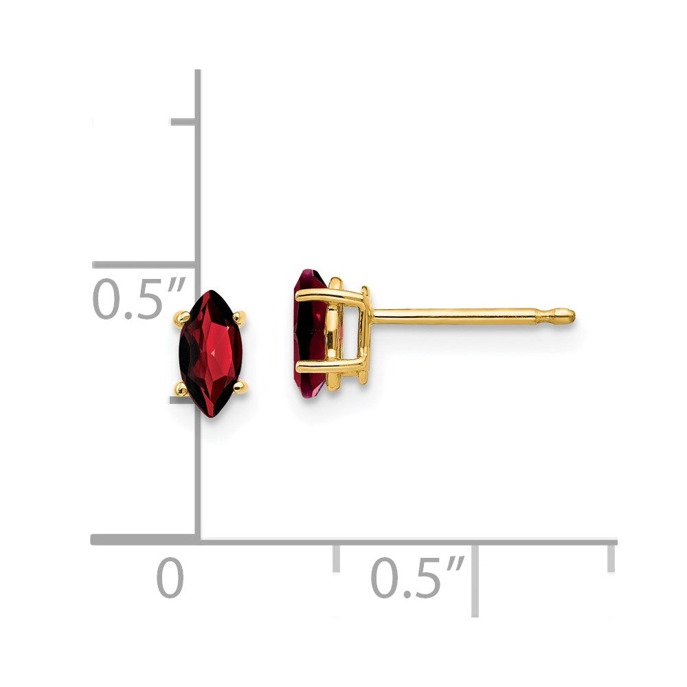 14k 6x3mm Marquise Garnet earring