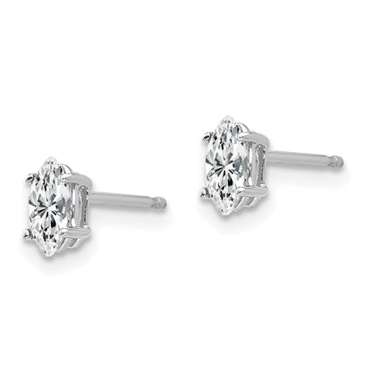 14k White Gold 6x3mm Marquise Cubic Zirconia Post Earrings