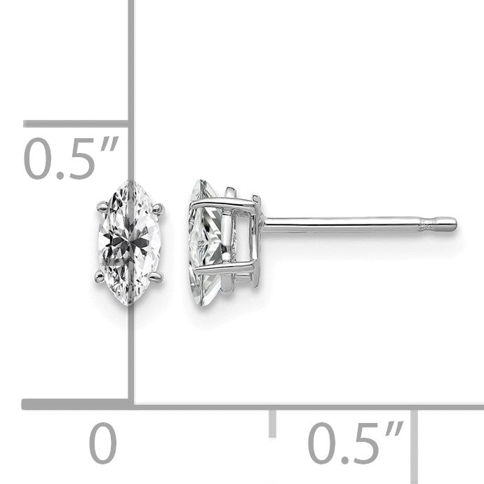 14k White Gold 6x3mm Marquise Cubic Zirconia Post Earrings