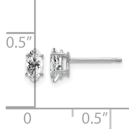14k White Gold 6x3mm Marquise Cubic Zirconia Post Earrings
