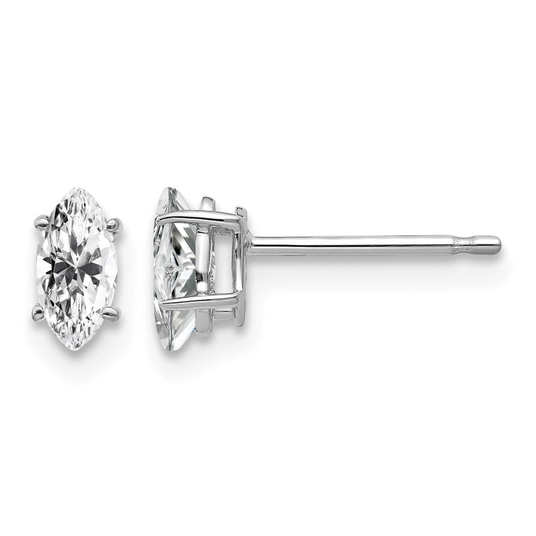 14k White Gold 6x3mm Marquise Cubic Zirconia Post Earrings