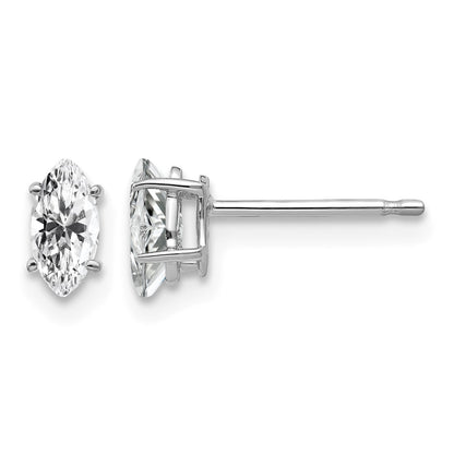 14k White Gold 6x3mm Marquise Cubic Zirconia Post Earrings