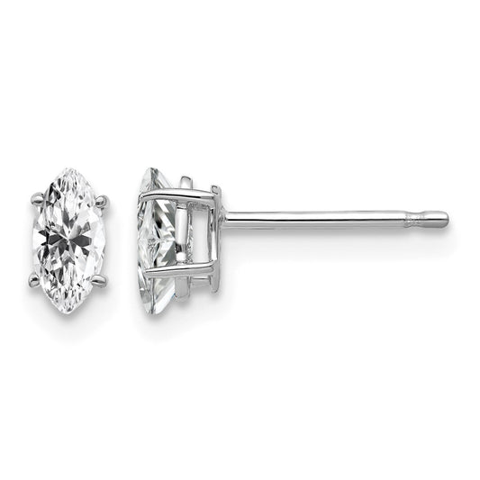 14k White Gold 6x3mm Marquise Cubic Zirconia Post Earrings