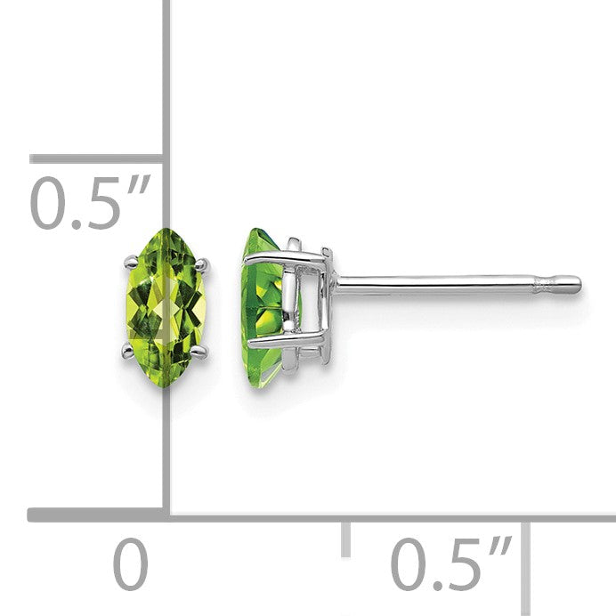 14k White Gold 6x3mm Marquise Peridot Post Earrings