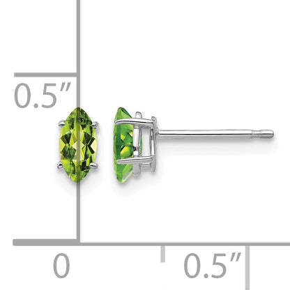14k White Gold 6x3mm Marquise Peridot Post Earrings