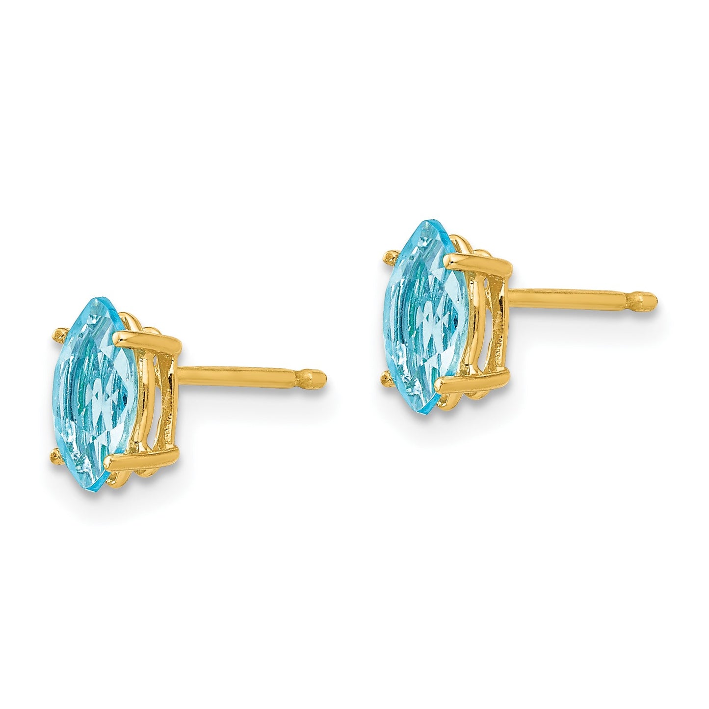 14k 7x3.5mm Marquise Blue Topaz Post Earrings