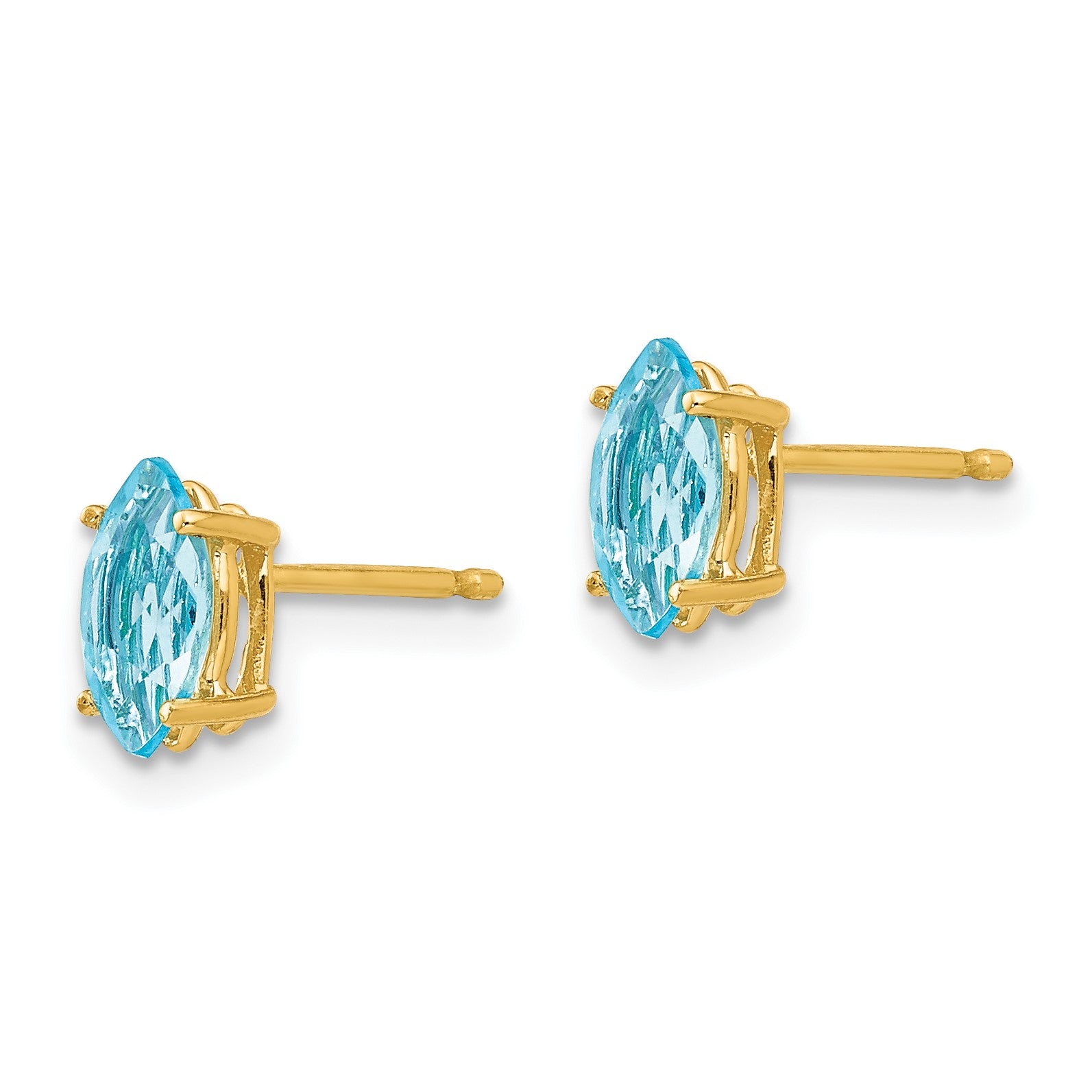 14k 7x3.5mm Marquise Blue Topaz Post Earrings