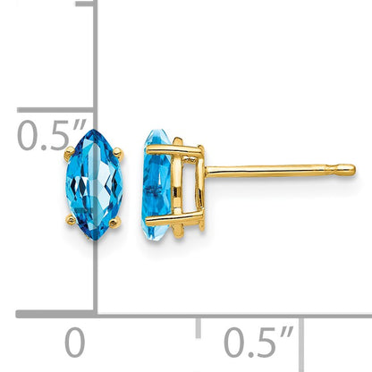 14k 7x3.5mm Marquise Blue Topaz Post Earrings