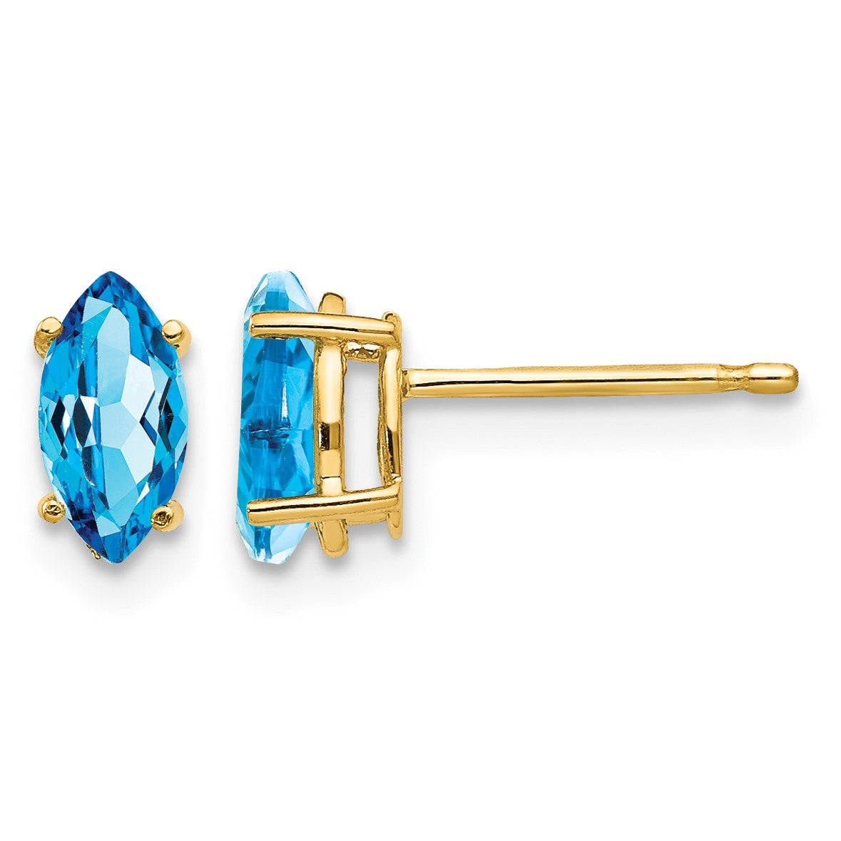 14k 7x3.5mm Marquise Blue Topaz Post Earrings