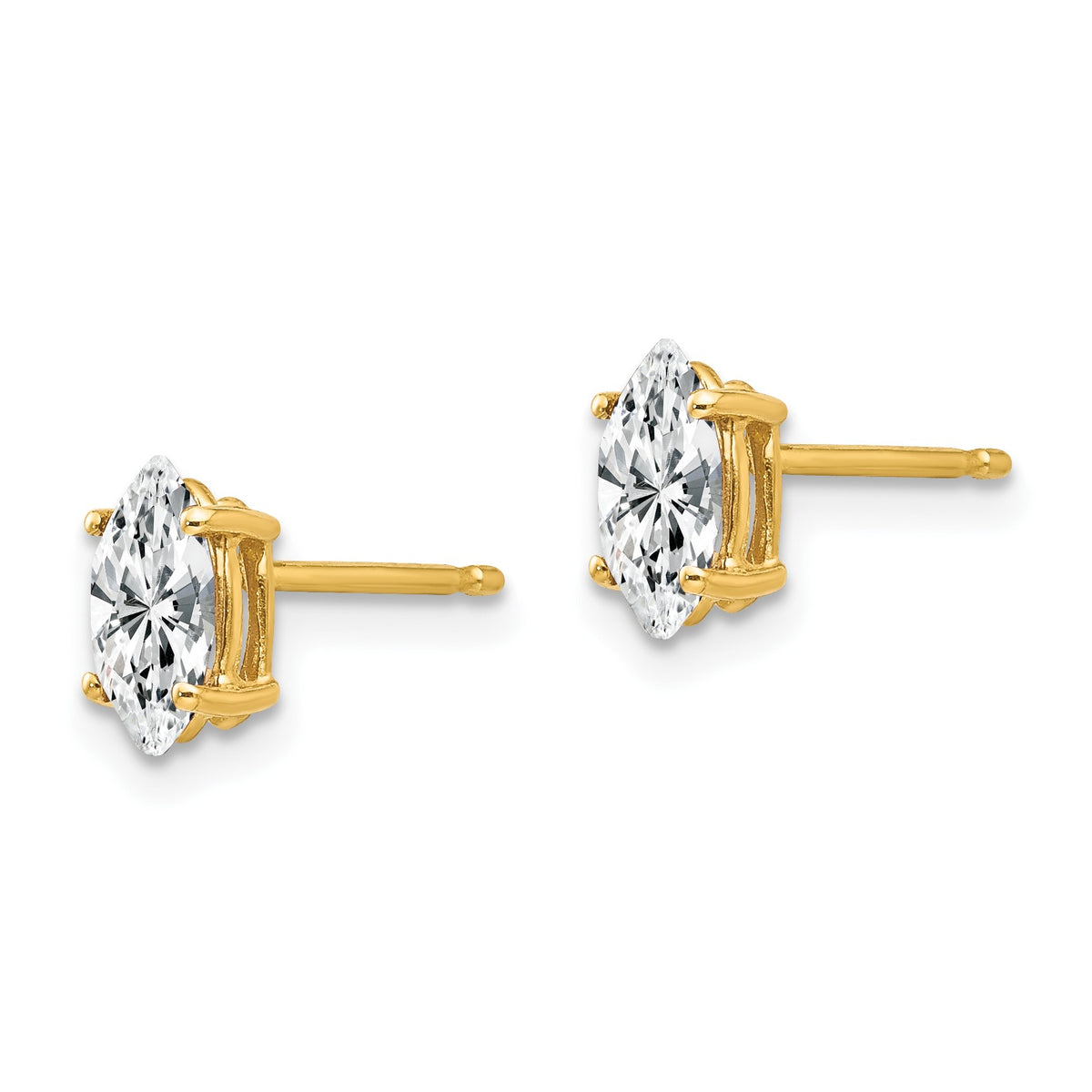 14k 7x3.5mm Marquise Cubic Zirconia Post Earrings