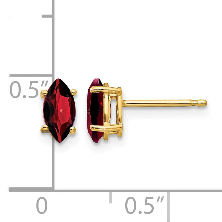 14k 7x3.5mm Marquise Garnet Post Earrings