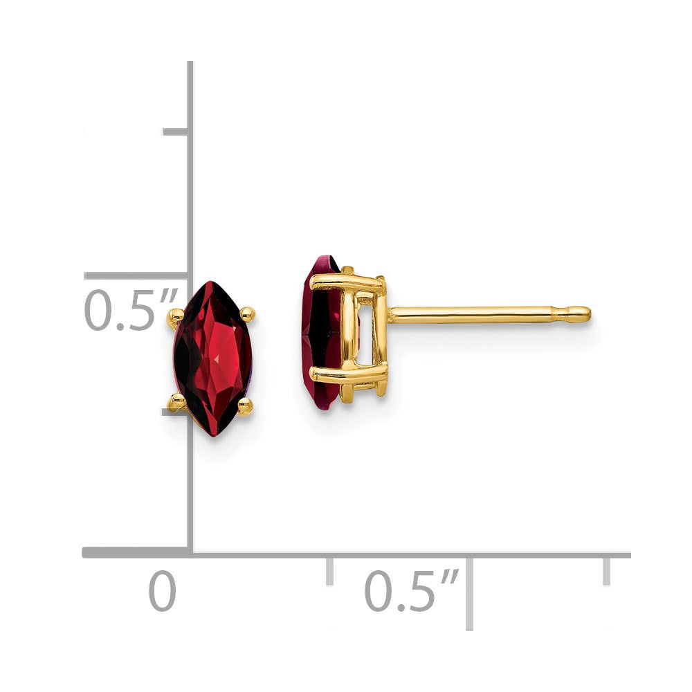 14k 7x3.5mm Marquise Garnet earring