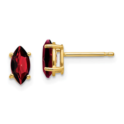 14k 7x3.5mm Marquise Garnet earring