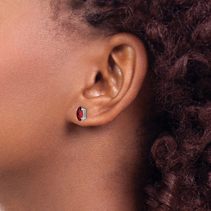14k White Gold 7x3.5mm Marquise Garnet Post Earrings