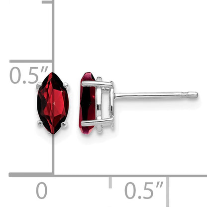 14k White Gold 7x3.5mm Marquise Garnet Post Earrings