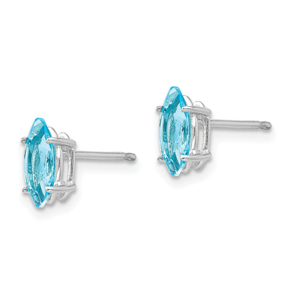 14k White Gold 8x4mm Marquise Blue Topaz Post Earrings
