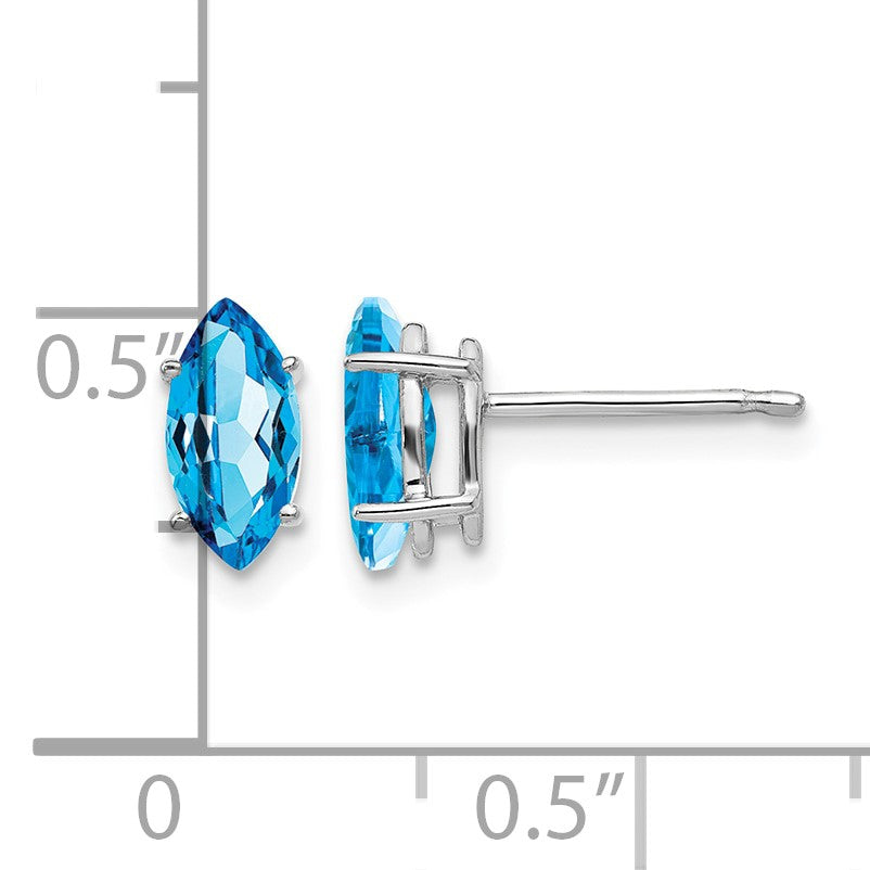 14k White Gold 8x4mm Marquise Post Earring Mounting