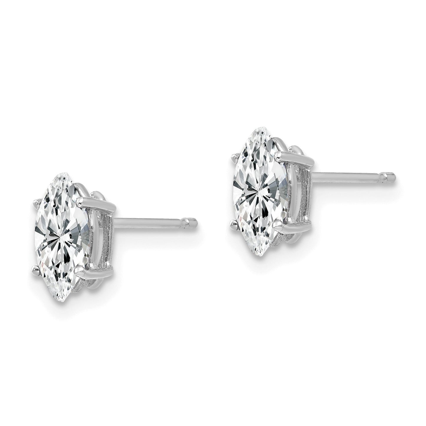 14k White Gold 8x4mm Marquise Cubic Zirconia Post Earrings