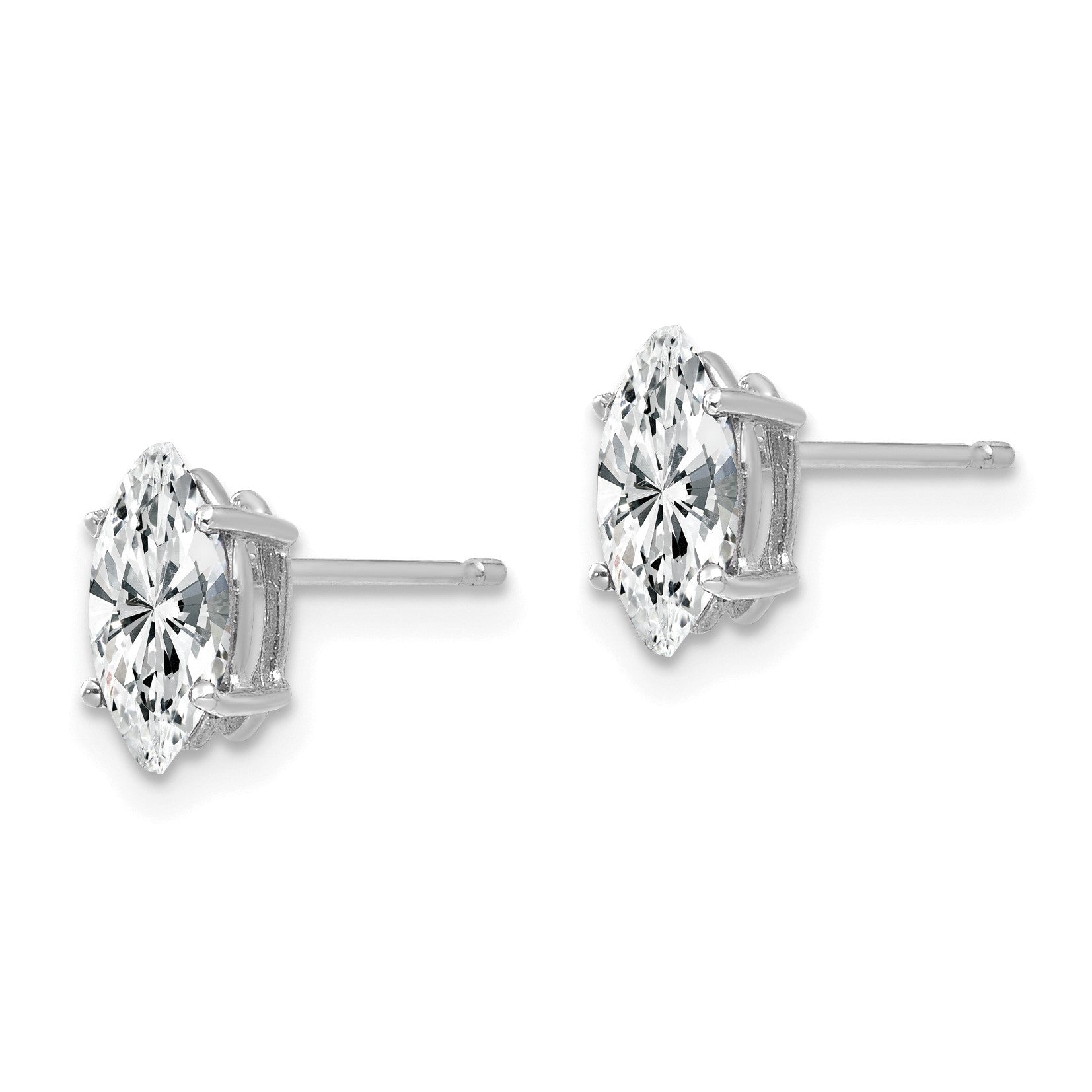 14k White Gold 8x4mm Marquise Cubic Zirconia Post Earrings