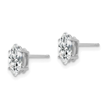 14k White Gold 8x4mm Marquise Cubic Zirconia Post Earrings