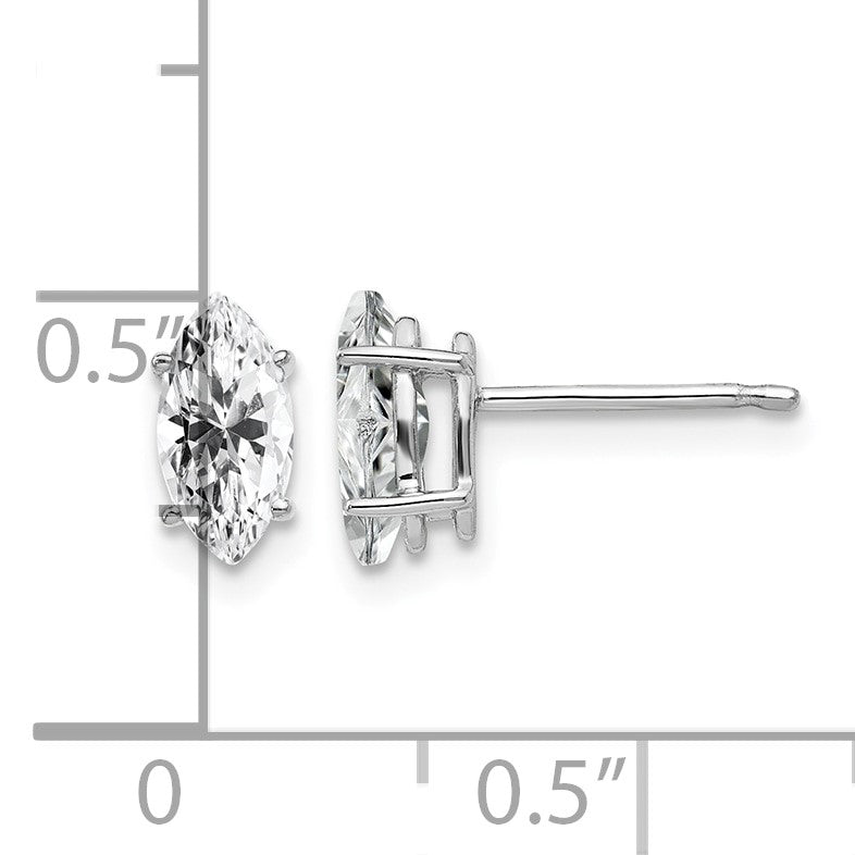 14k White Gold 8x4mm Marquise Cubic Zirconia Post Earrings