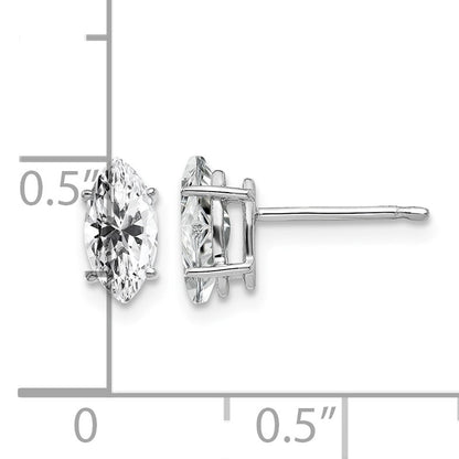 14k White Gold 8x4mm Marquise Cubic Zirconia Post Earrings