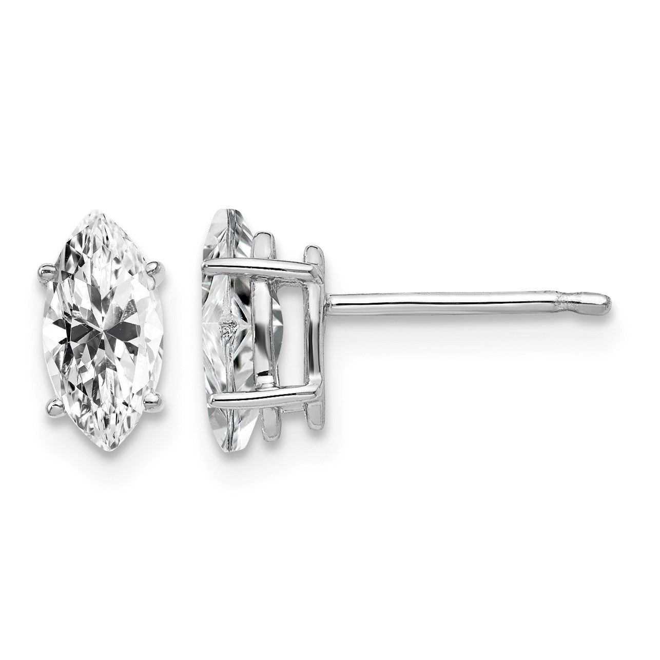 14k White Gold 8x4mm Marquise Cubic Zirconia Post Earrings