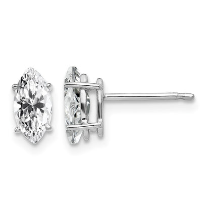 14k White Gold 8x4mm Marquise Cubic Zirconia Post Earrings