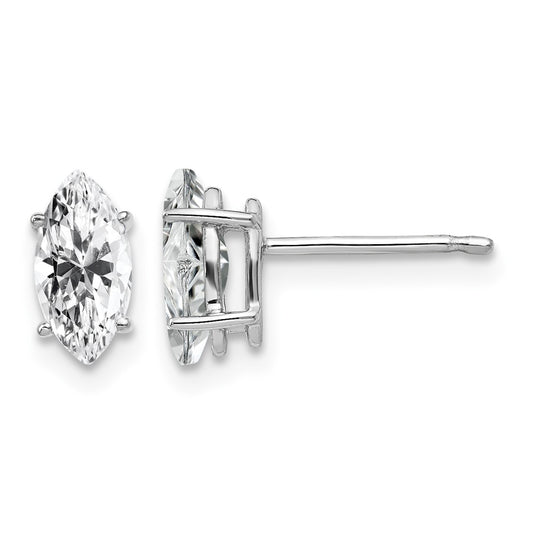 14k White Gold 8x4mm Marquise Cubic Zirconia Post Earrings