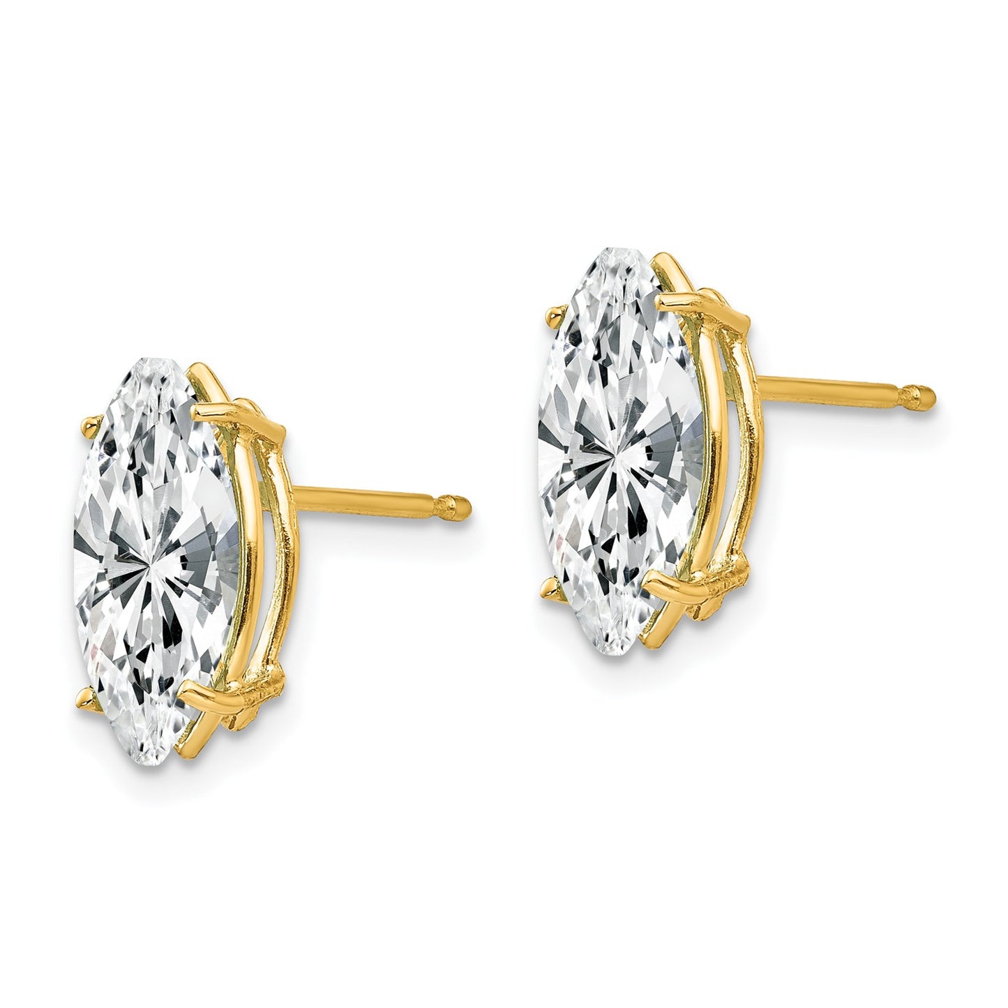 14k 10x5mm Marquise Cubic Zirconia Post Earrings