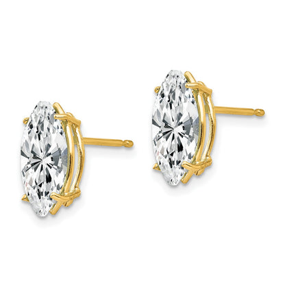 14k 10x5mm Marquise Cubic Zirconia Post Earrings