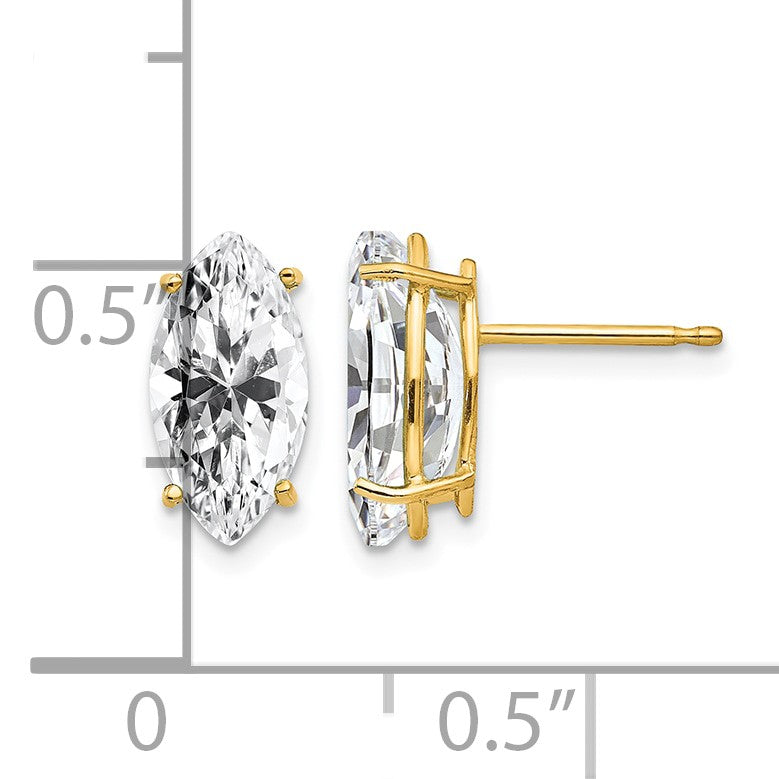 14k 10x5mm Marquise Cubic Zirconia Post Earrings