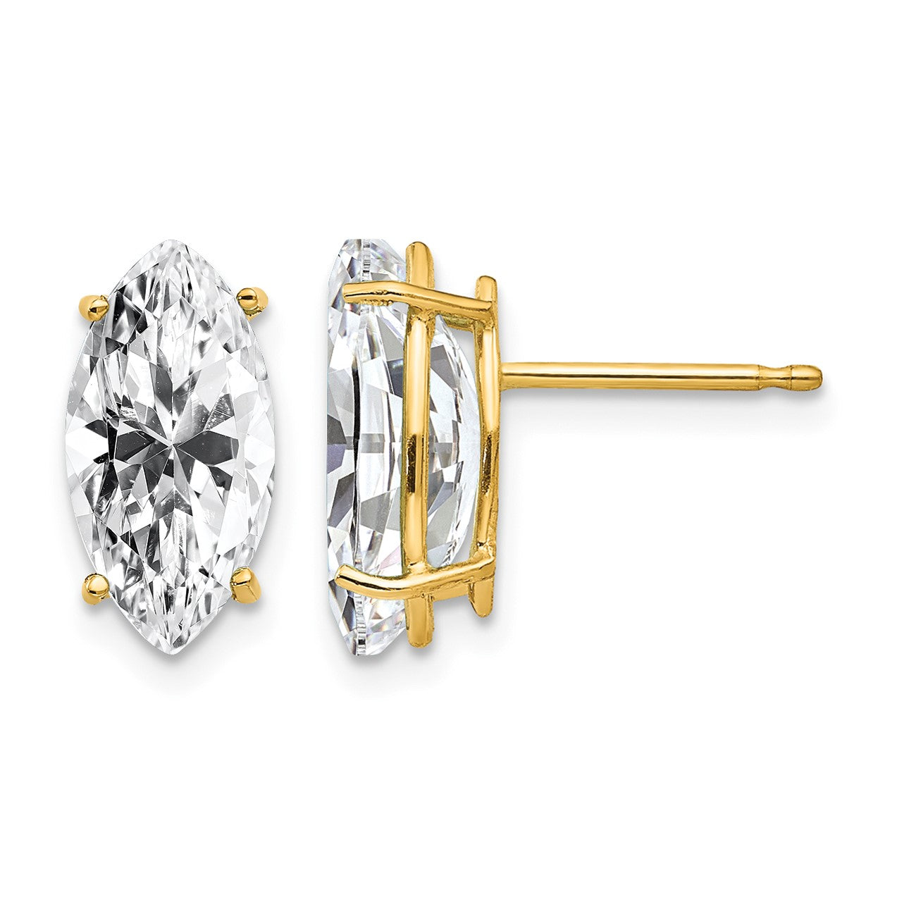 14k 10x5mm Marquise Cubic Zirconia Post Earrings