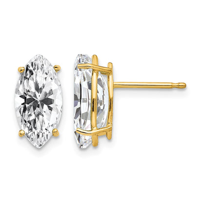 14k 10x5mm Marquise Cubic Zirconia Post Earrings