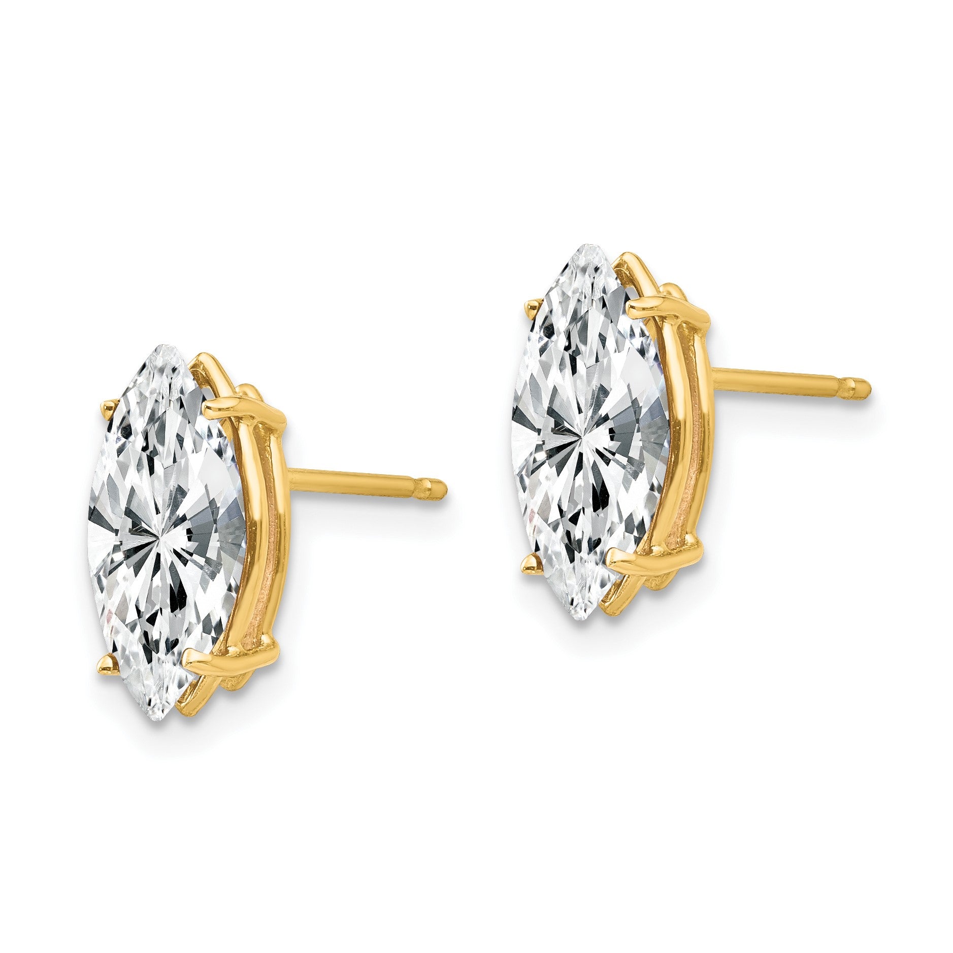14k 12x6mm Marquise Cubic Zirconia Post Earrings