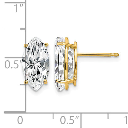14k 12x6mm Marquise Cubic Zirconia Post Earrings