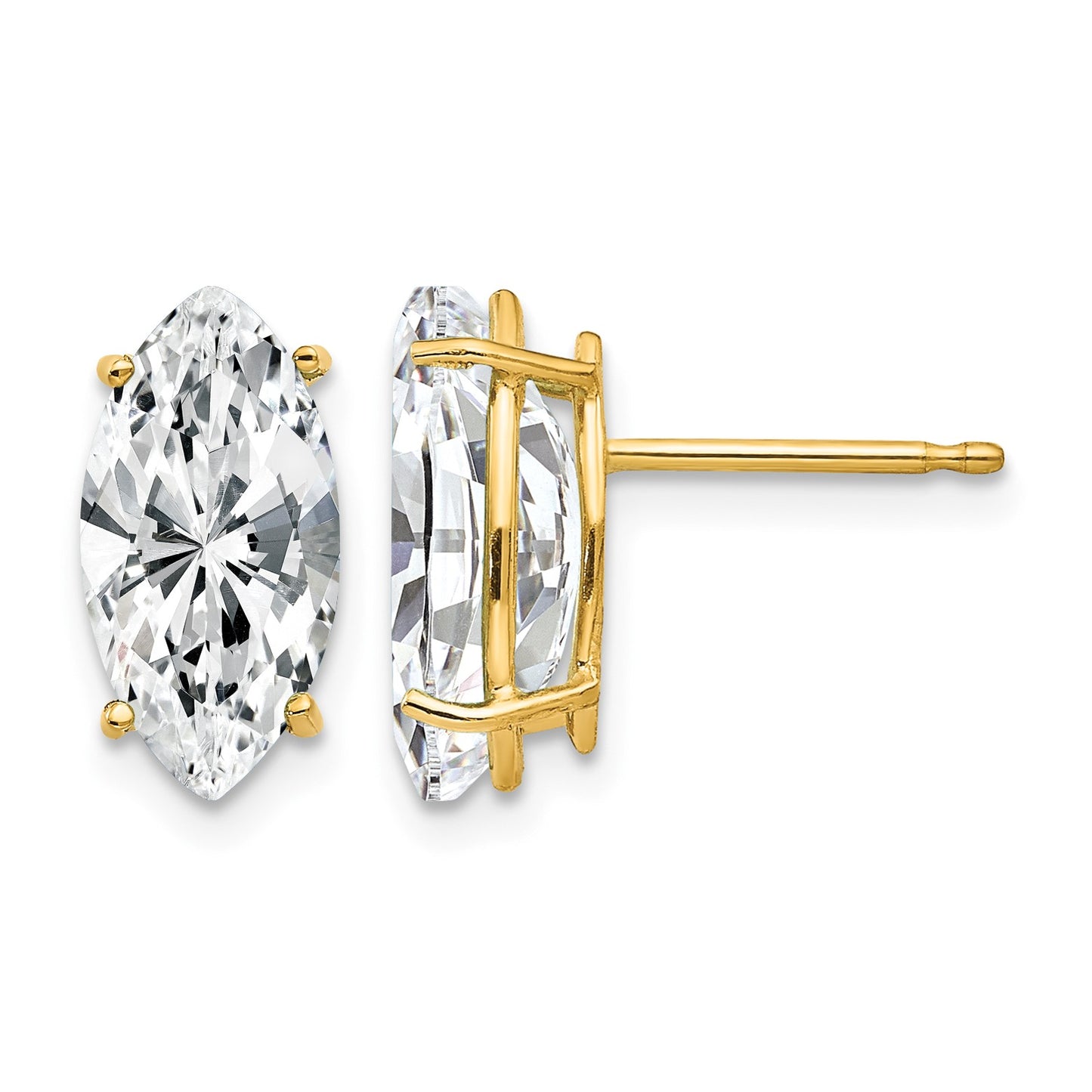 14k 12x6mm Marquise Cubic Zirconia Post Earrings