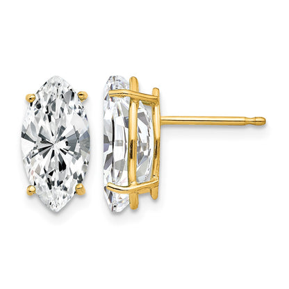 14k 12x6mm Marquise Cubic Zirconia Post Earrings