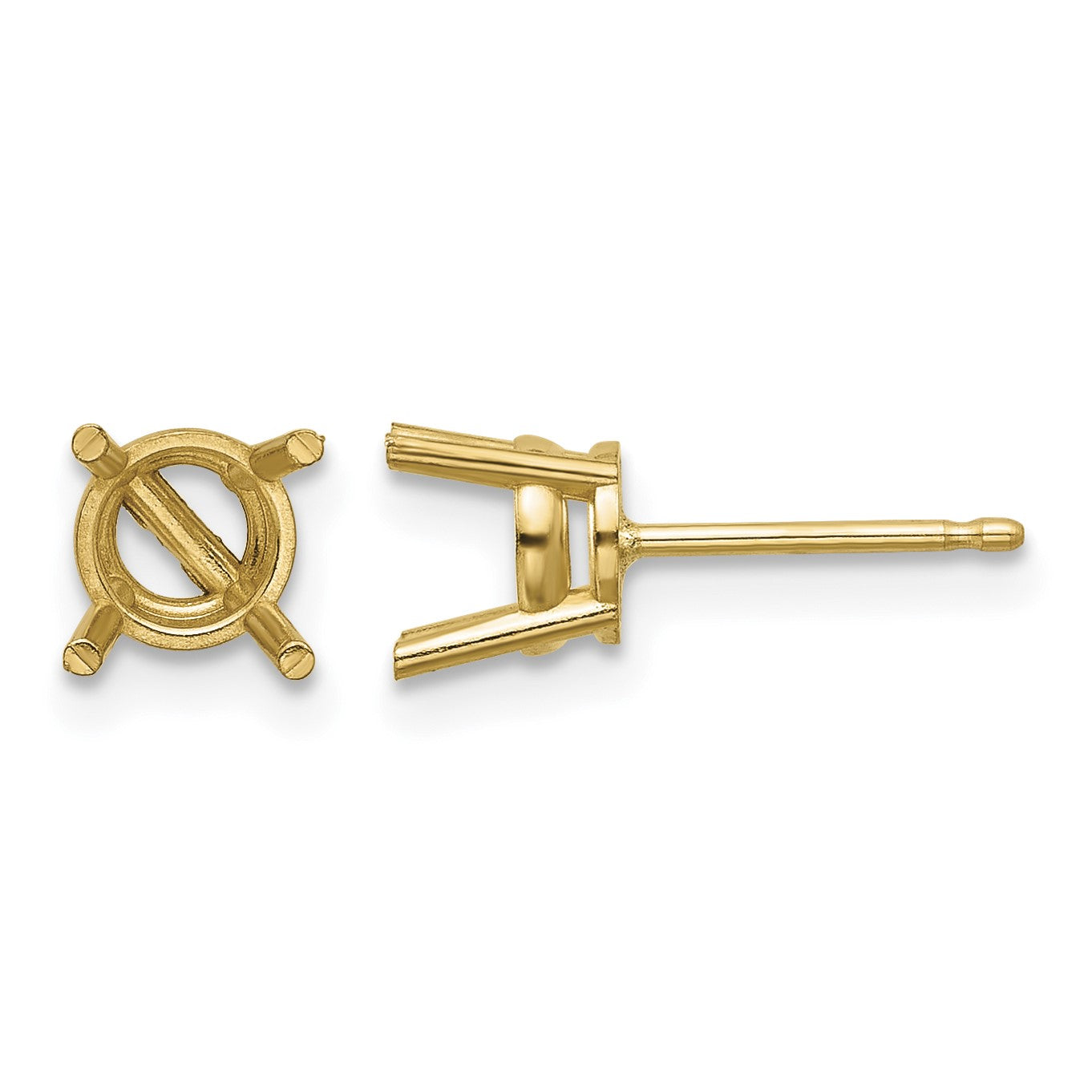 14k 6mm Cushion Post Earring Mountings