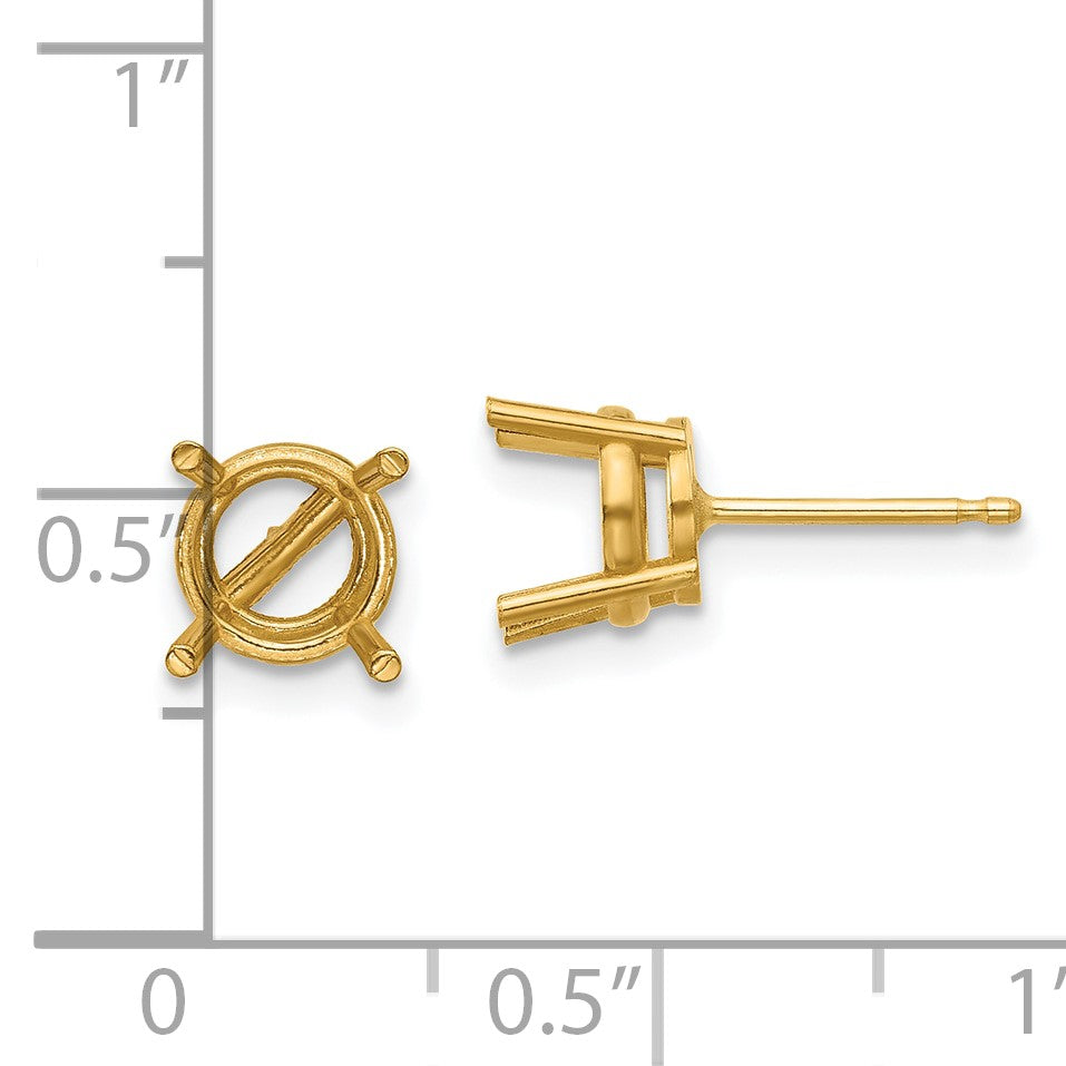 14k 7mm Cushion Post Earring Mountings