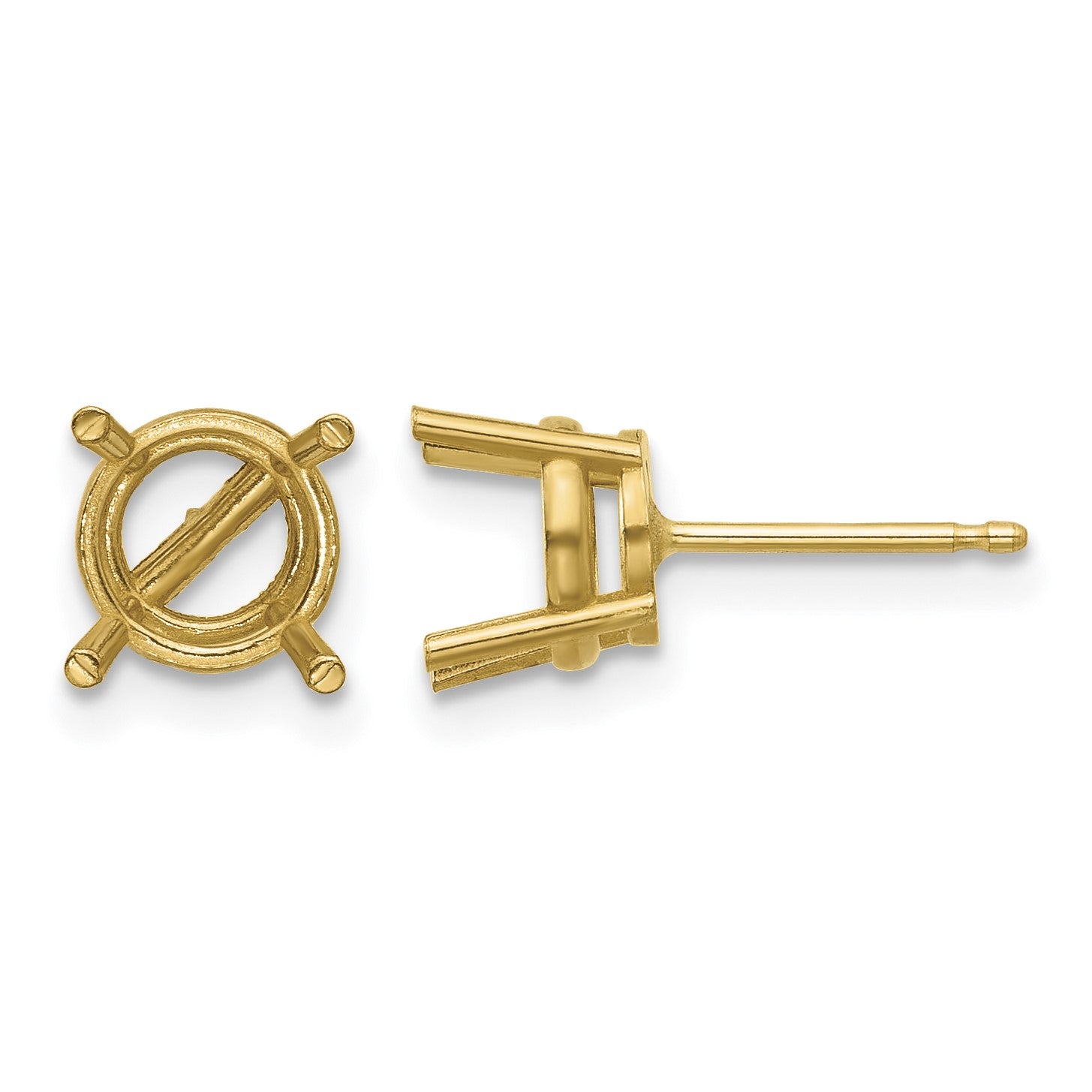 14k 7mm Cushion Post Earring Mountings