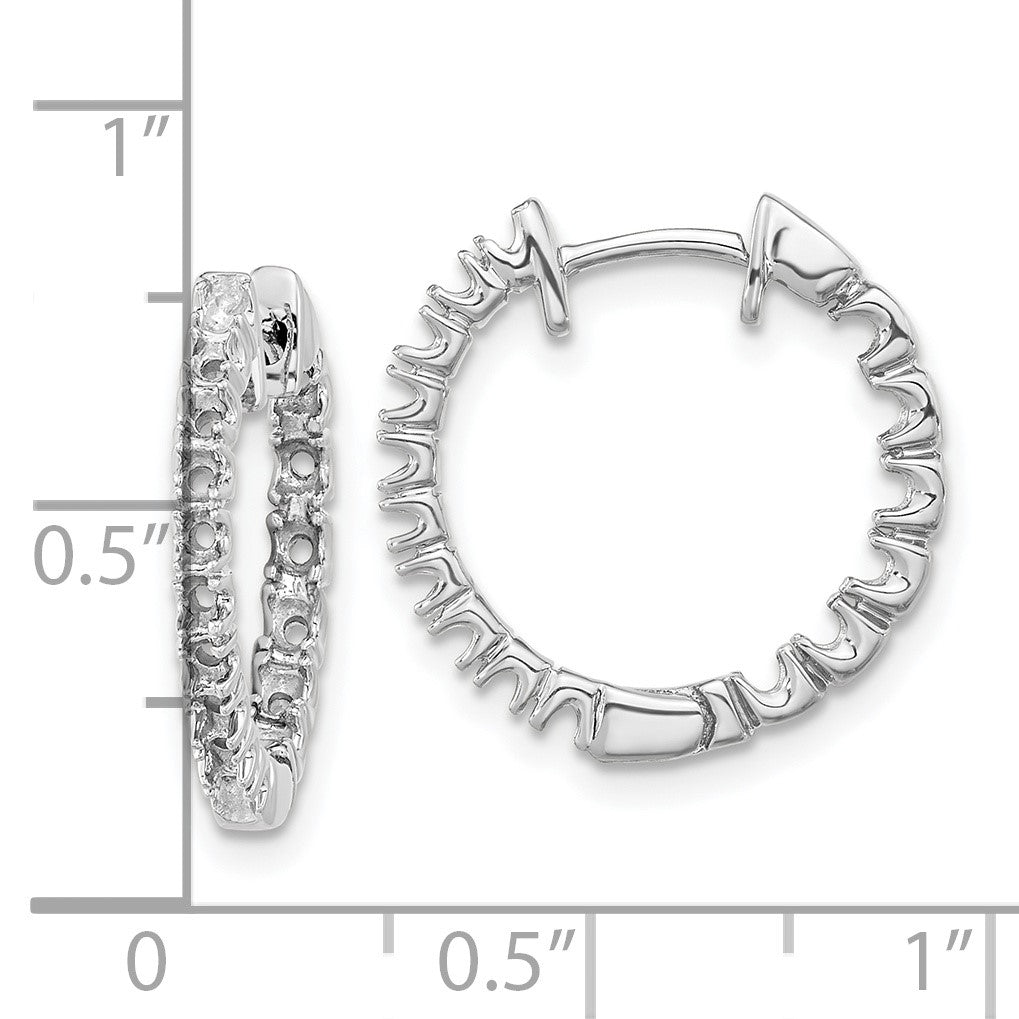 14k White Gold (Holds 32-1.7mm Round) In/Out Hinged Hoop Earring Mountings