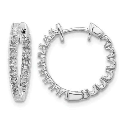 14k White Gold (Holds 32-1.7mm Round) In/Out Hinged Hoop Earring Mountings